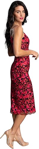 Miniatura 2 de Dress the Population Vestido midi Emma con cuello en V bordado sin mangas con cinturón para mujer