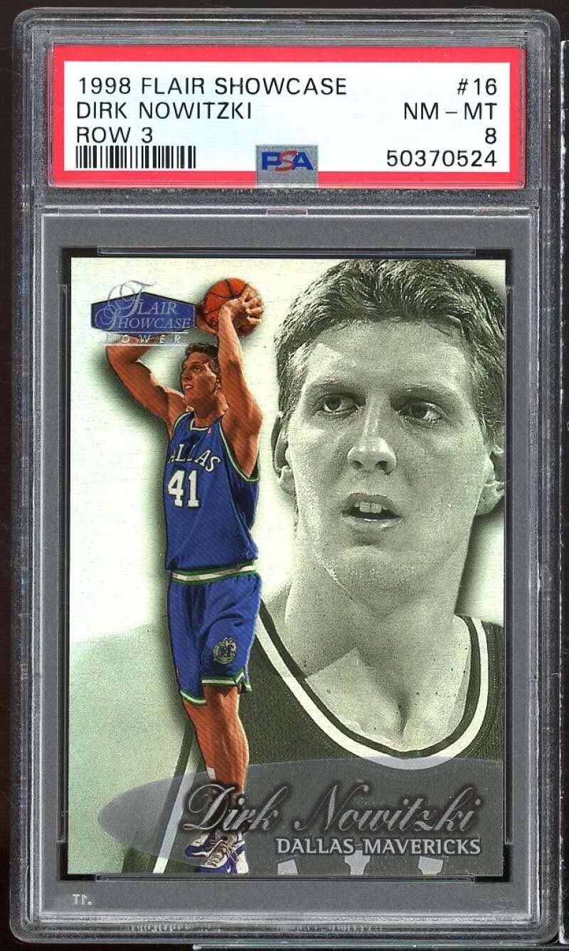 Amazon.com: Dirk Nowitzki Rookie Card 1998-99 Flair Row 3 PSA 8 