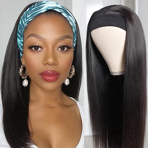 Miniatura 8 de Peluca de cabello humano rizado con diadema para mujeres negras, sin pegamento, para principiantes, sin encaje frontal, color natural, 16 pulgadas