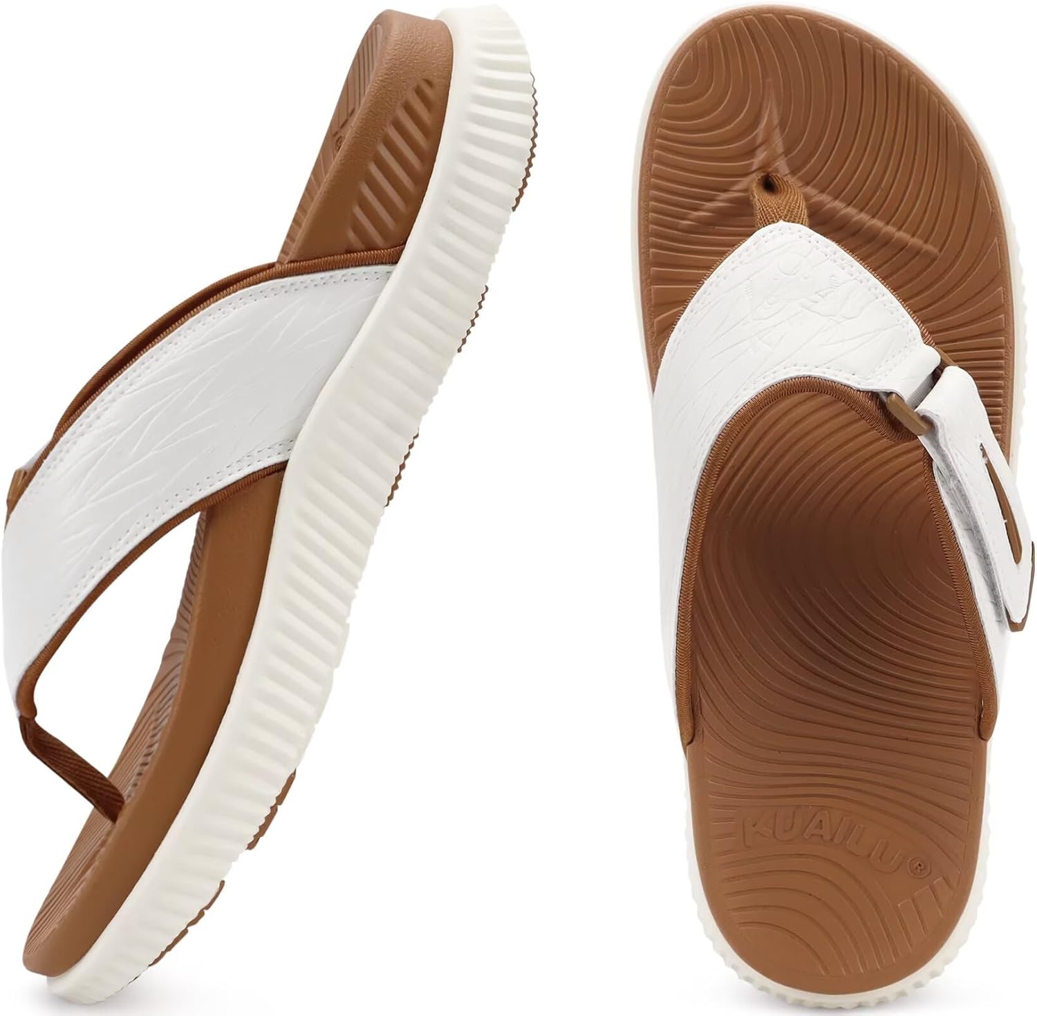 KuaiLu Men's Orthotic Cushion Flip Flops Mens Athletic Recovery Foam Walking Sandals Lightweight Summer Beach Flip-Flop Slides Shoes for Man, Soft Comfort Fit & Arch Support - Image 7