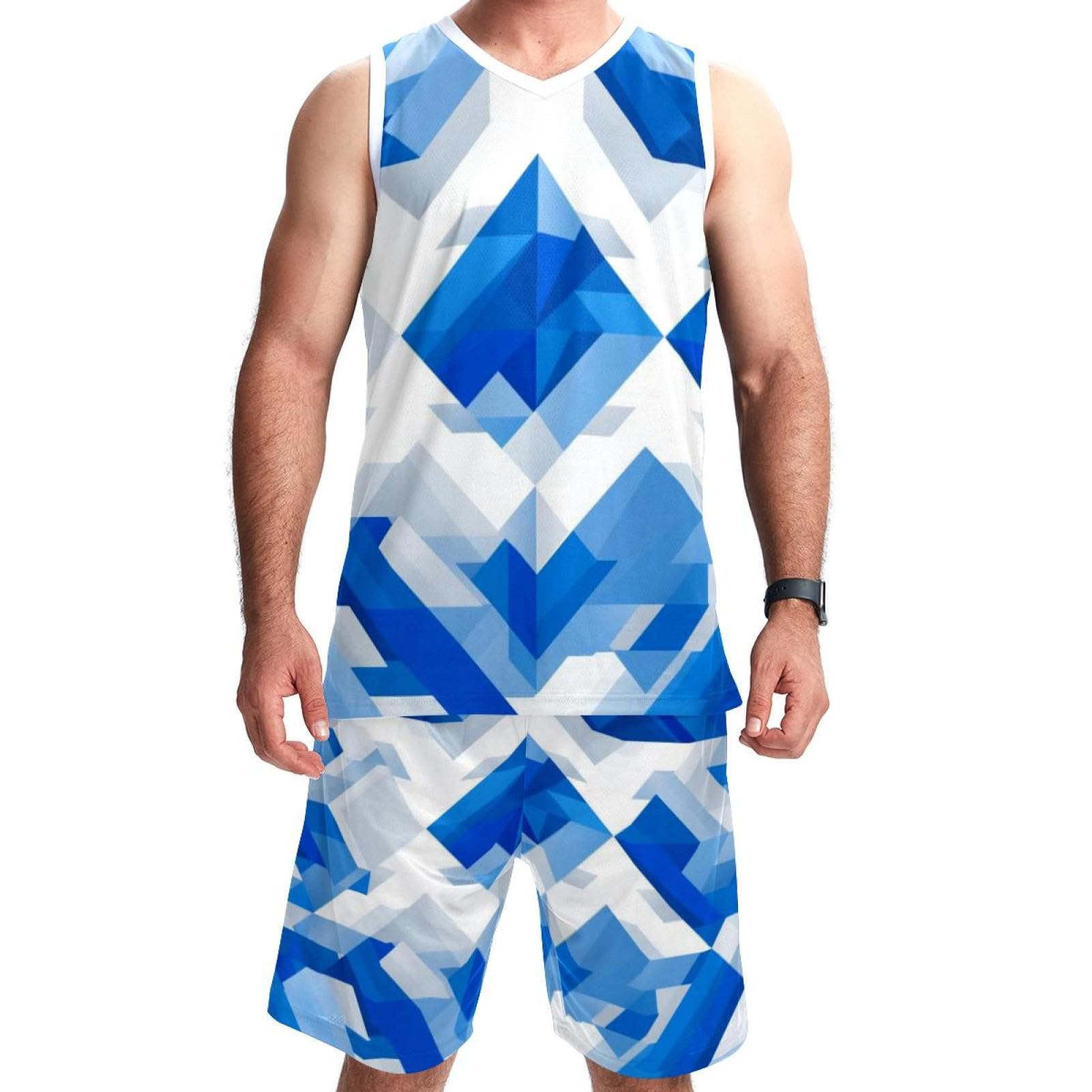 Tuta da basket da uomo con tasche, abbigliamento sportivo per uomo e donna, uniforme della squadra Israele con stampa bandiera blu -5XL