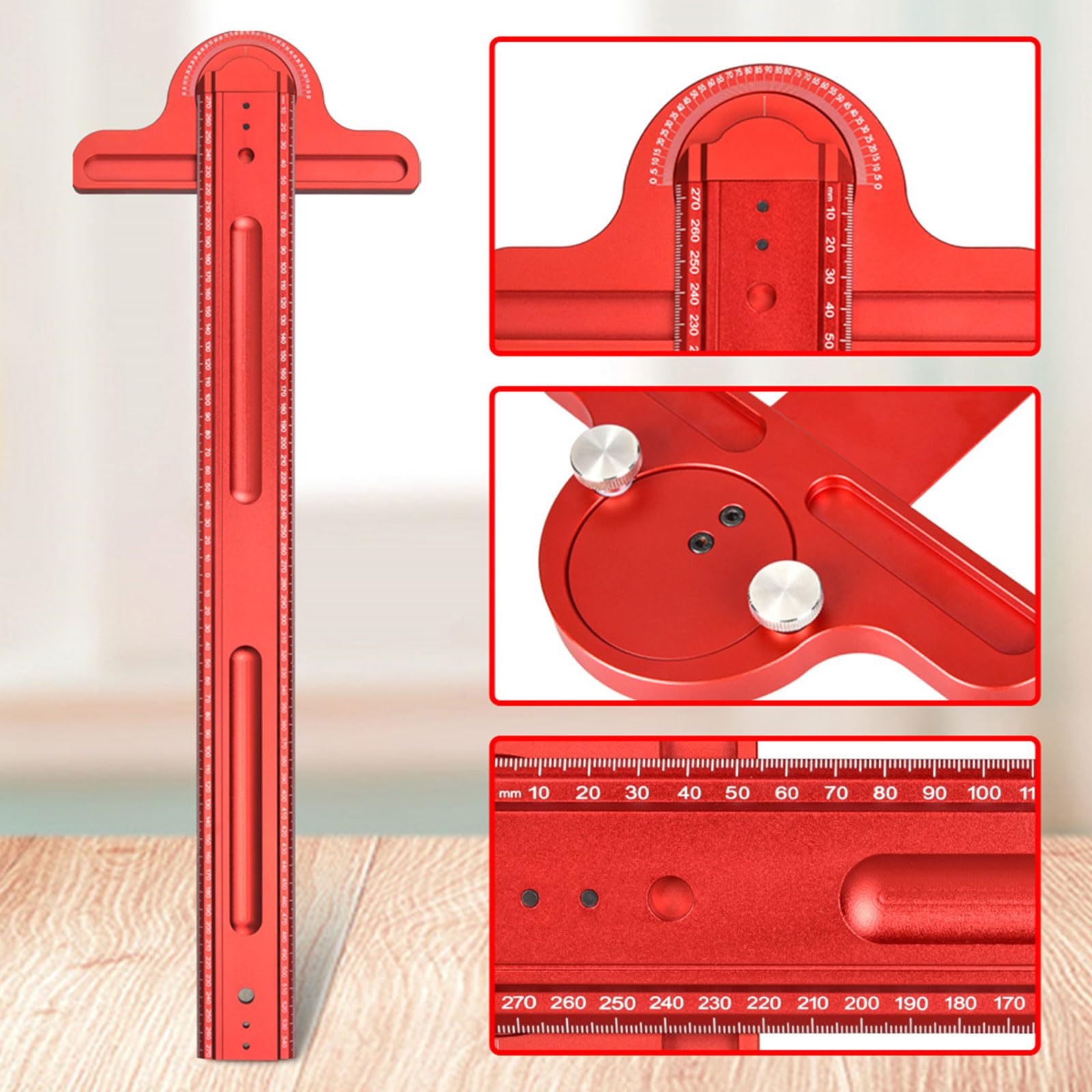 Reglas de ajuste de construcción, regla tipo T, para carpintería, ángulo recto, ajustable, accesorios de carpintero