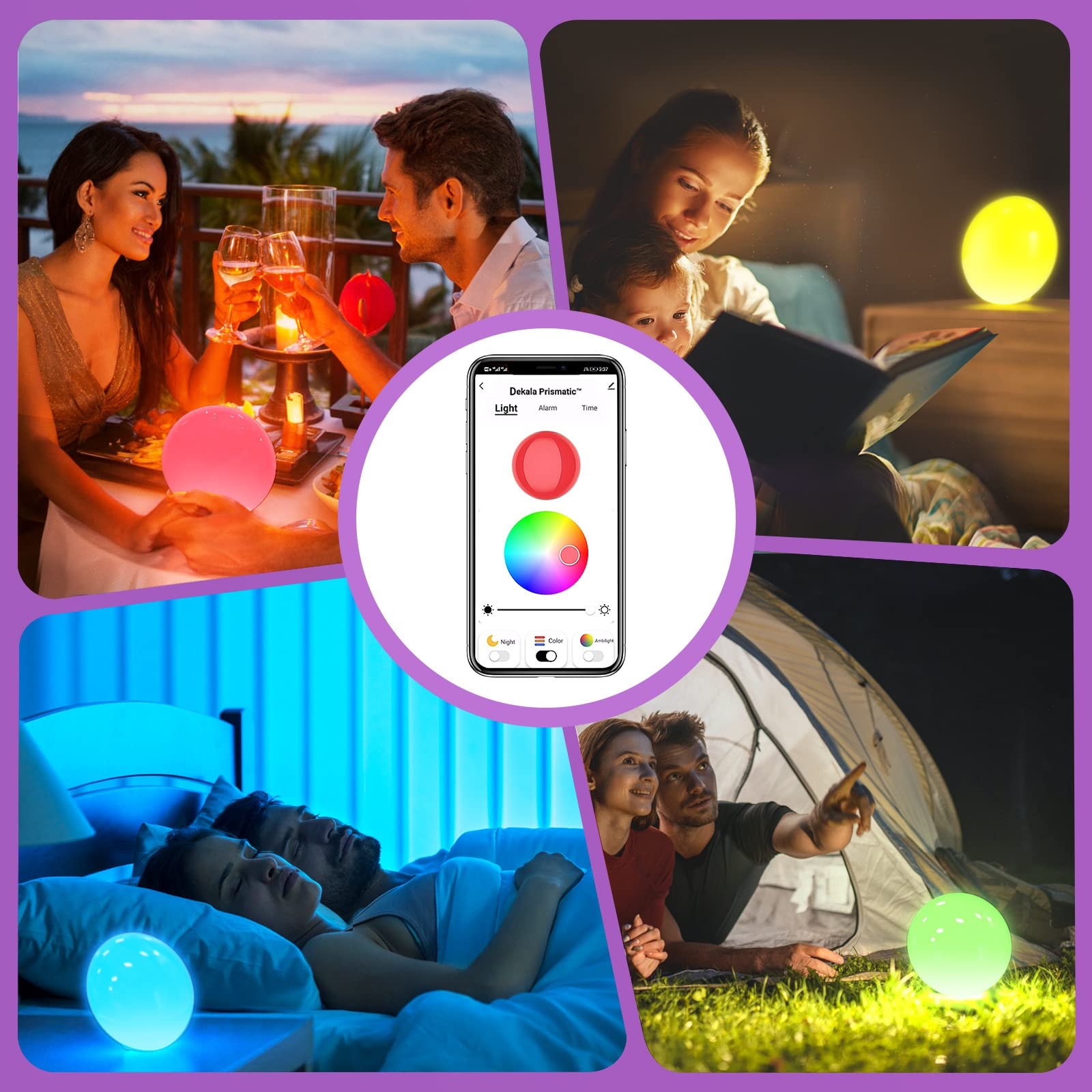 Luce Ambientale LED WiFi Smart - Controllo App, sincronizzazione con Musica, Controllo vocale, Funzione di temporizzazione, Lampada da Comodino, Luce d'atmosfera per Tavolo da Pranzo