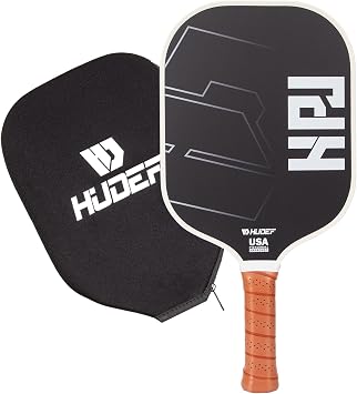 HUDEF USAPA Pickleball Paddles Set Graphite & Fiberglass Honeycomb Core, 4 Outdoor Balls, PU Leather Carry Bag