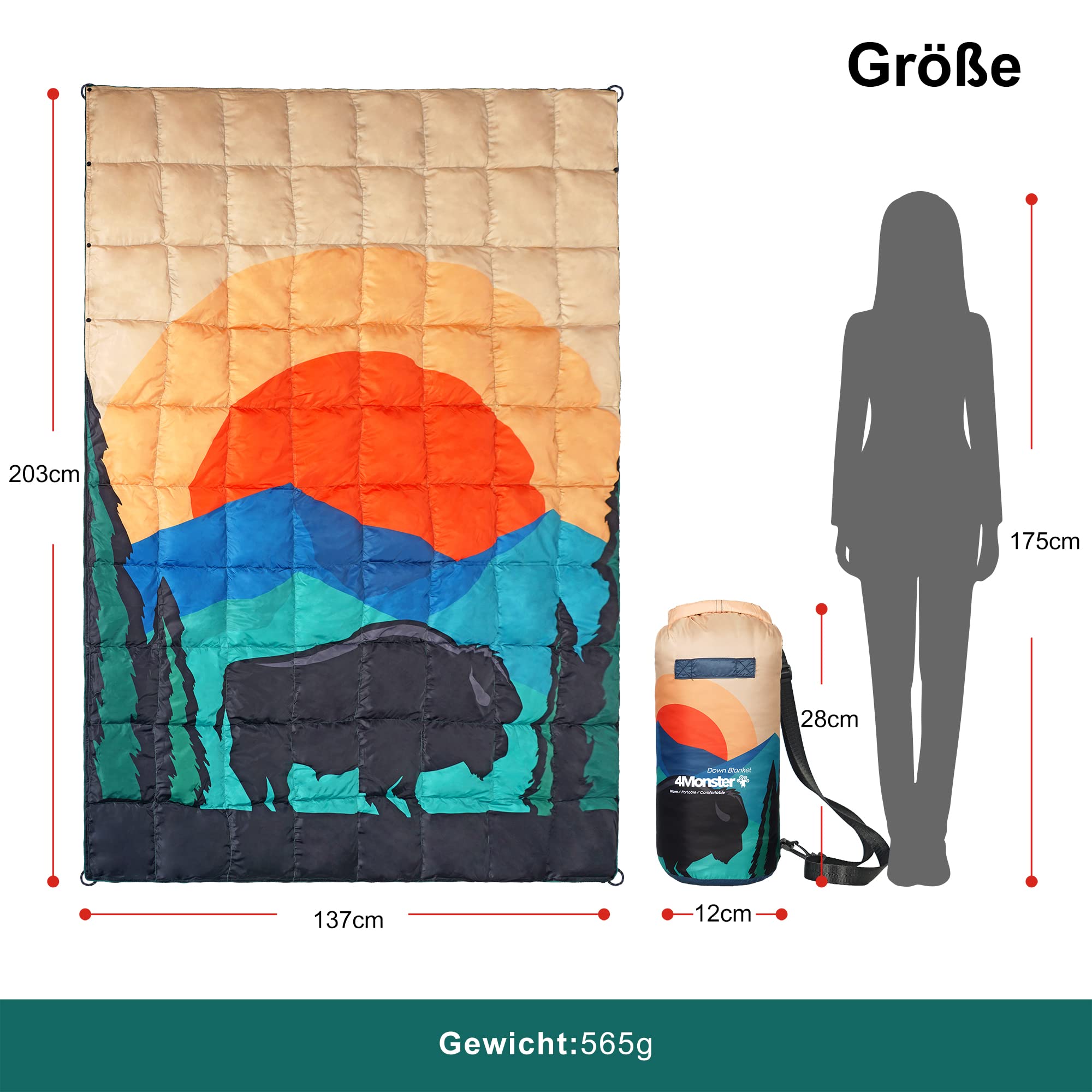 4Monster Outdoor Daunendecke Ultraleicht für Camping, Kompakte Reisedecke Bettdecke Warm Weich für Outdoor Indoor Reise Weihnachten