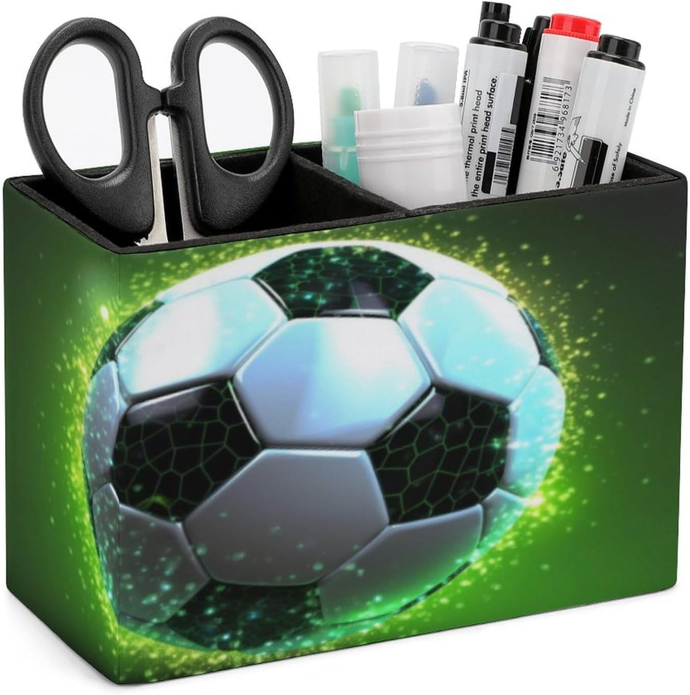 Cool Soccer Ball Desk Organizer Pen Holder with 2 Slots