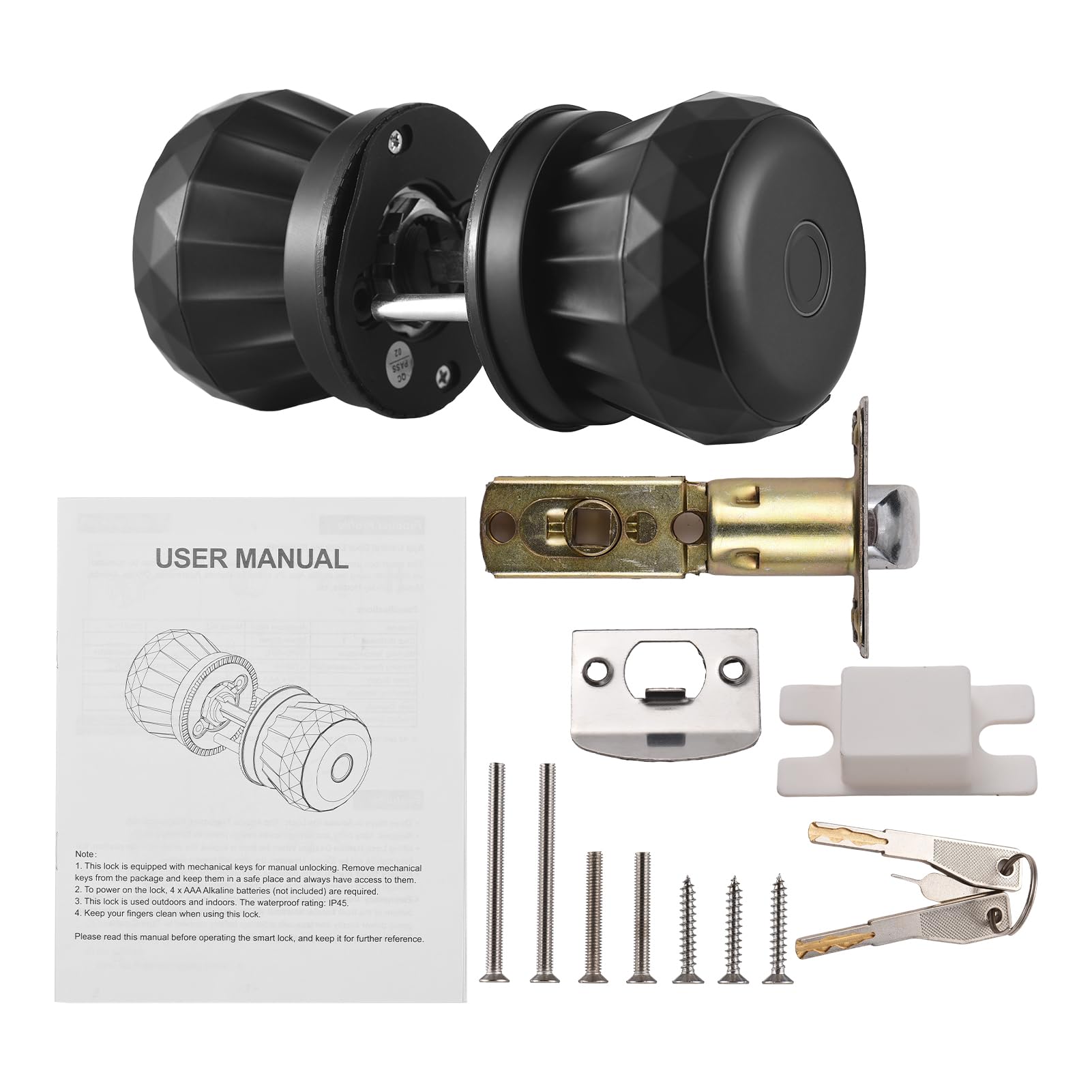 Smart Lock - Cerradura de puerta sin llave con mando a distancia de huellas dactilares, mando a distancia con aplicación TY, BT 3 en 1 con huella dactilar/llave/aplicación para 35 – 55 mm,