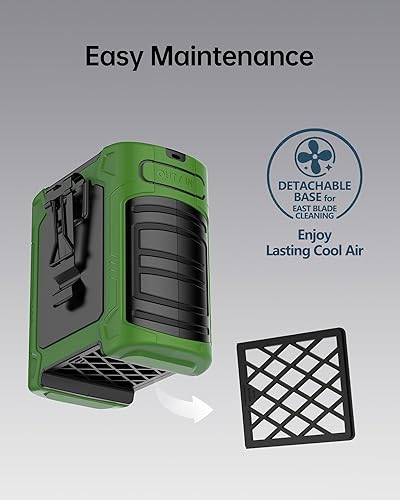 Miniatura 4 de Ventilador de cintura portátil 2025  10000 mAh 35 H de tiempo de funcionamiento, 6 velocidades, máximo 59 piess, 18500 RPM, luces LED SOS y