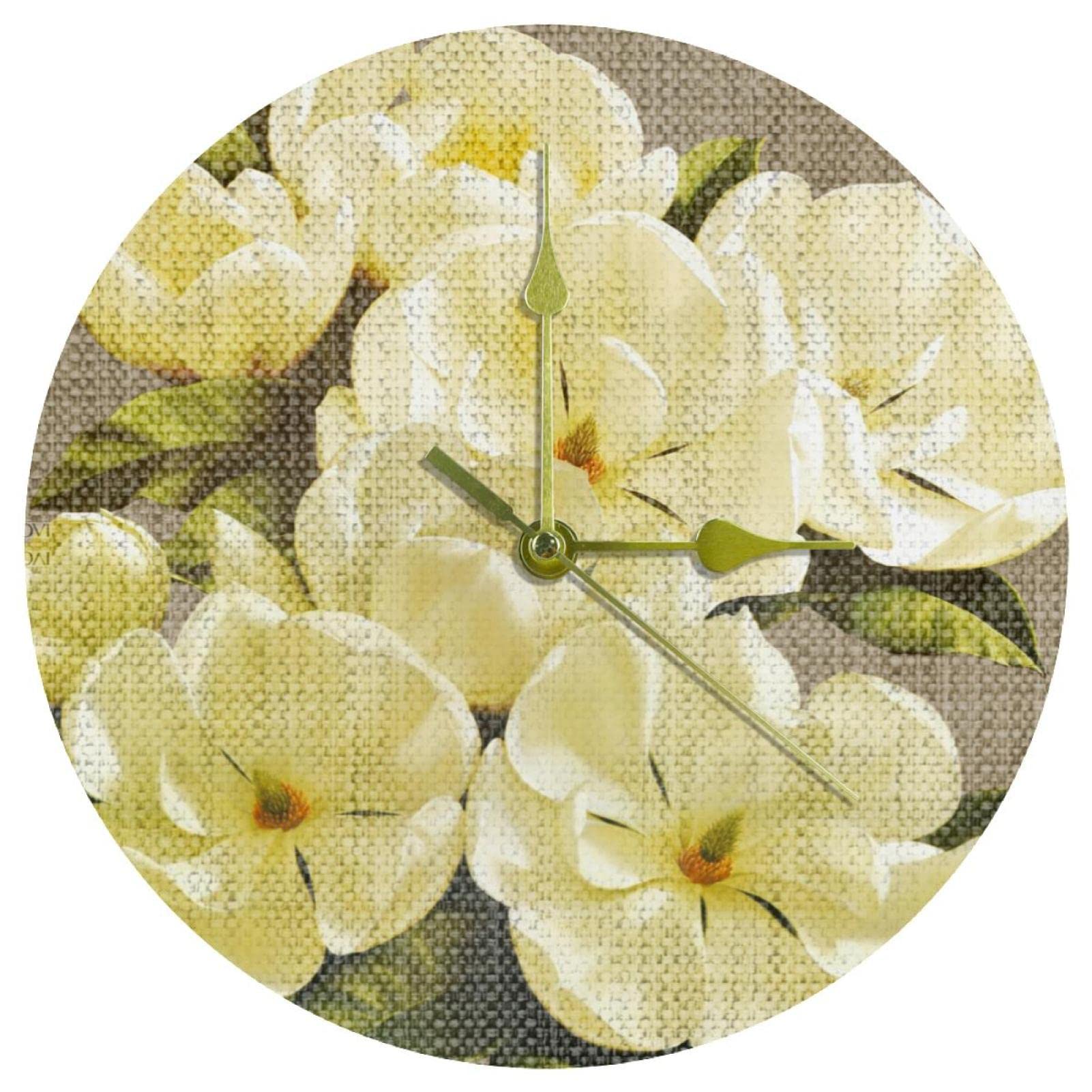 Horloge murale en acrylique fleurs anti bruit pour réveils doux