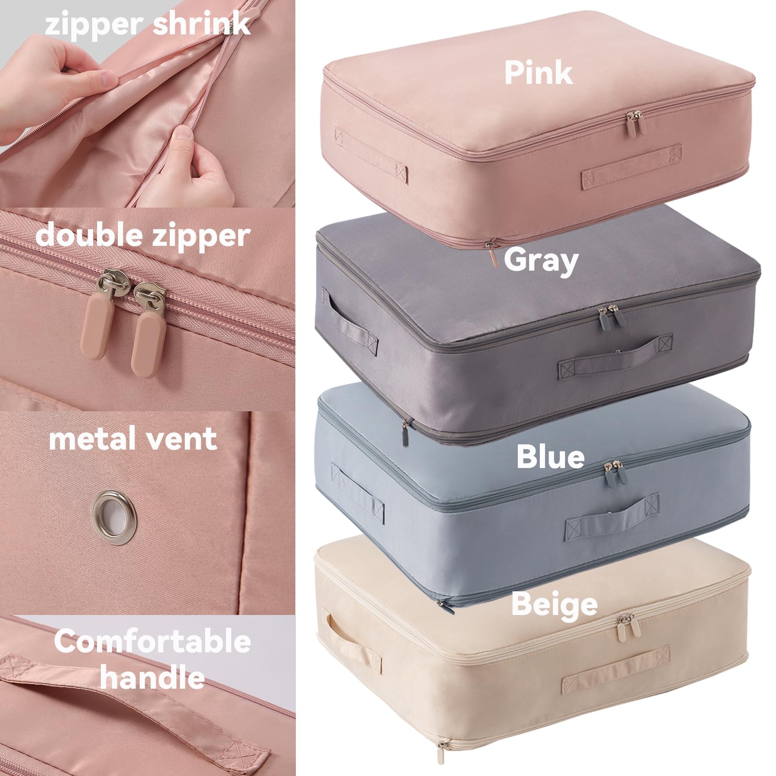 2 Selbstkomprimierende Aufbewahrungstaschen 52x42x60cm - Ultra Platzsparend Für Bettdecken