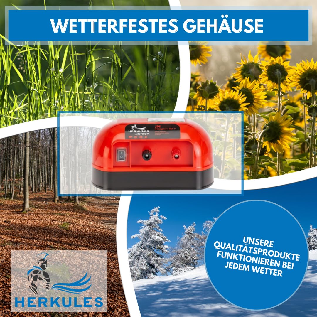 Herkules Weidezaungerät JN 60 - Starkes 230V Netzgerät - Elektrozaungerät für bis zu 2 km Zaun - Weidezaun Stromgerät mit 2200 V Leistung - Robustes und recycelbares Weidegerät