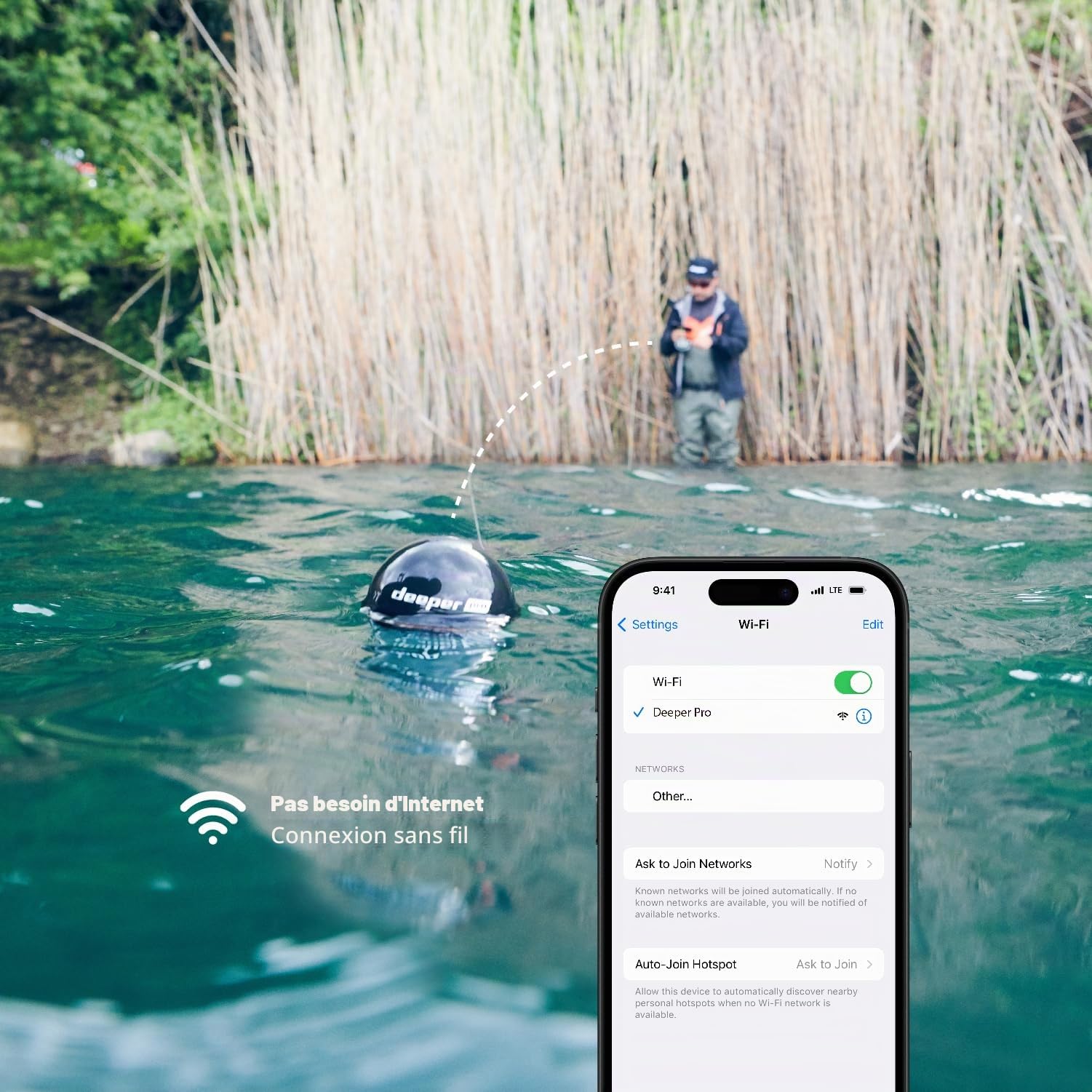 Deeper PRO Sondeur Portable – Sondeur pour Kayak ou Float Tube sans fil Wi-Fi