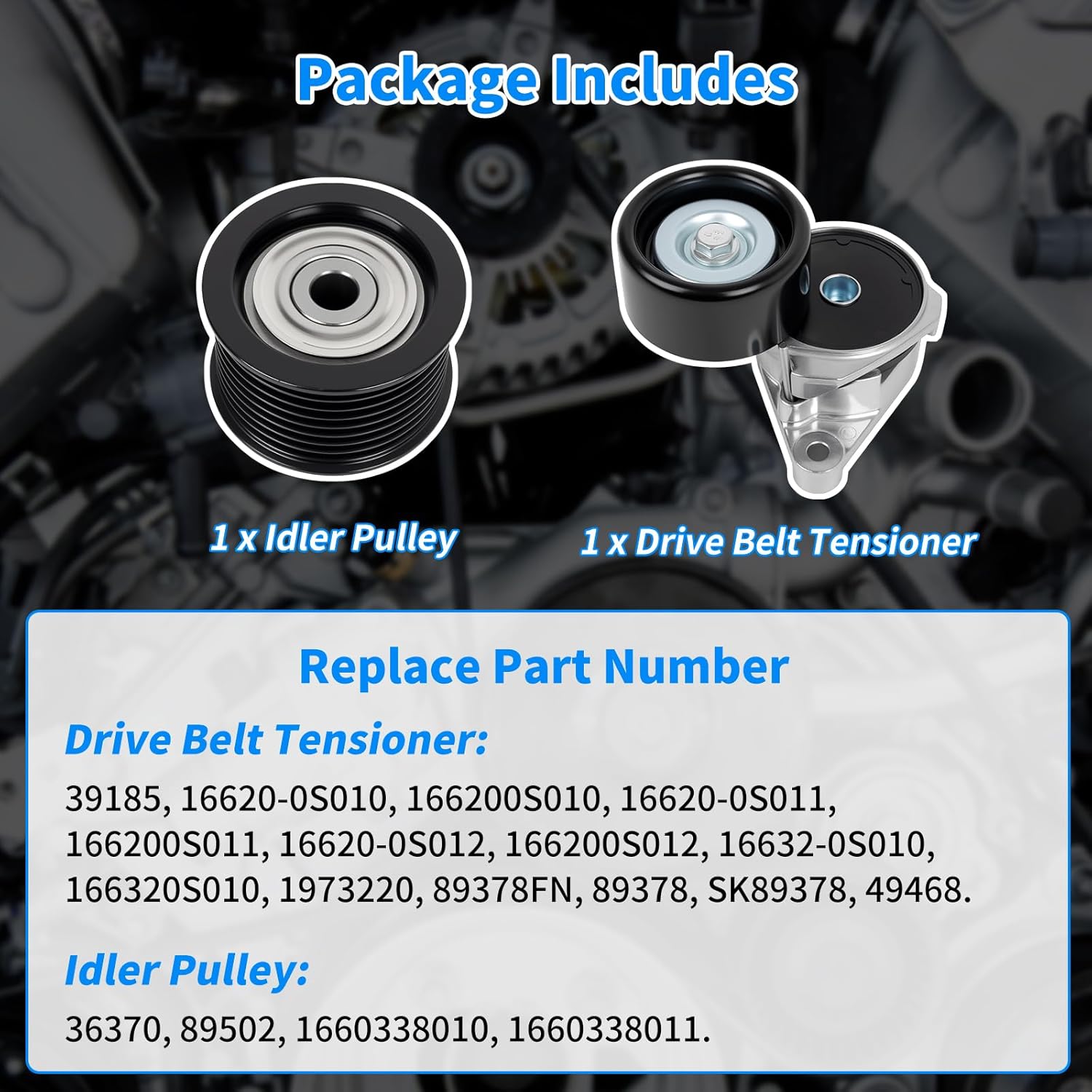 39185 89378 Idler Pulley and Belt Tensioner Kit - Compatible with T oyota Sequoia Tundra/Land Cruiser, Fits for Lexus GX460 LX570 4.6L 5.7L V8 2008-2018, Replace 36370 90K-39185