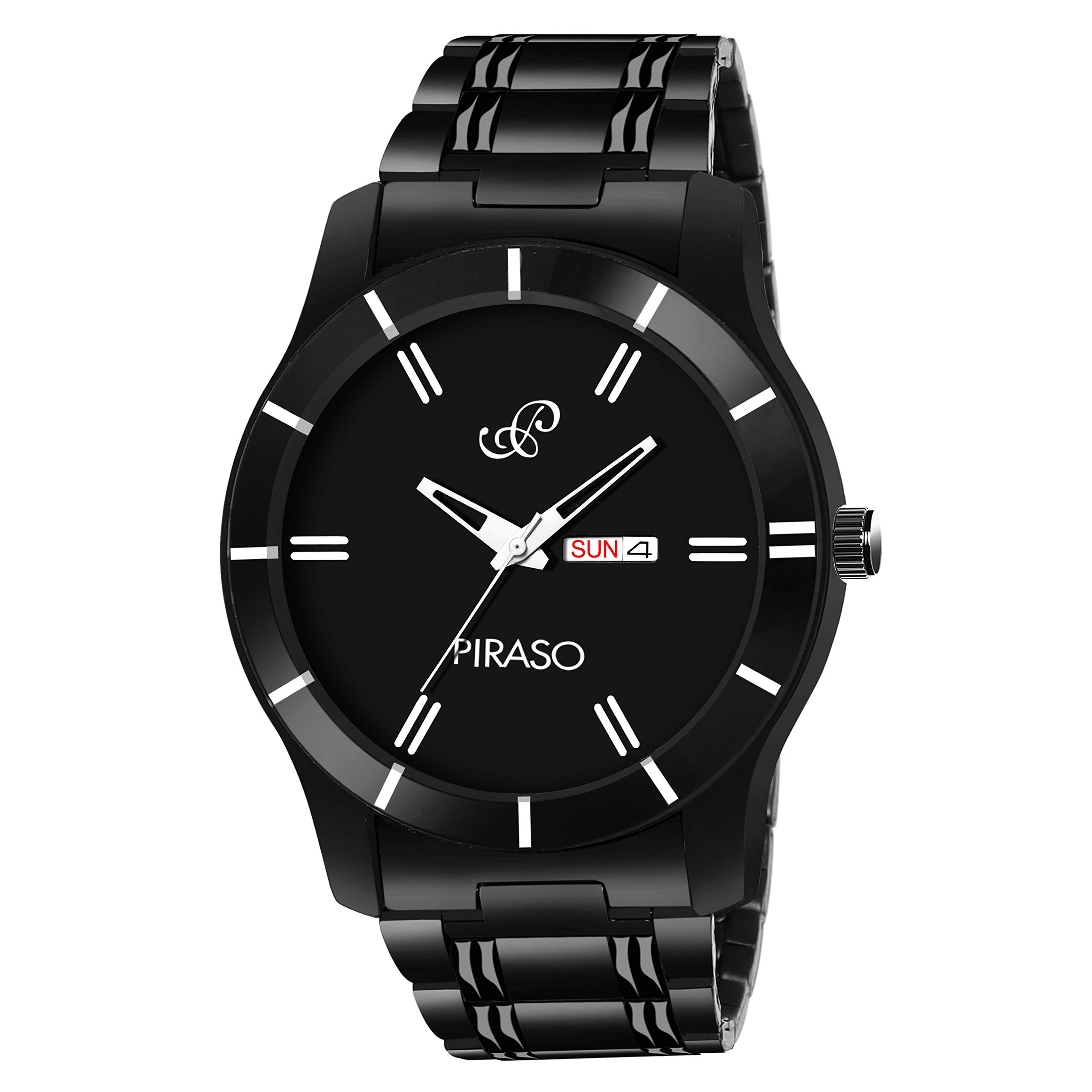 PIRASO Black Dial and Black Chain Watch with Day and Date Display Make The Perfect Pair in This Elegant Rendition of New Retro (B08PDFKMGL) Amazon Price History, Amazon Price Tracker