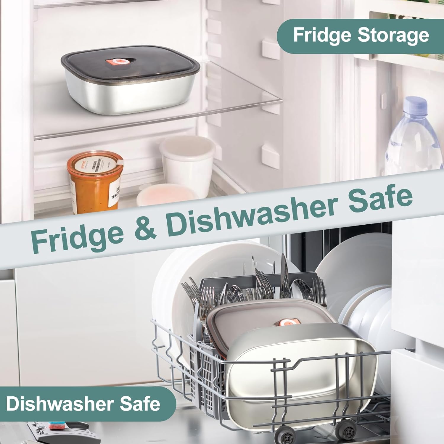 1.5L Stainless Steel Inner Container with Cover, Single Compartment, Removable Replacement Tray, Easy to Clean, Dishwasher Safe (Only for 1.5L Electric Lunch Box) - Image 4