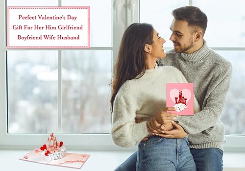 Miniatura 4 de FLYAB Tarjeta desplegable para el día de San Valentín, castillo, tarjeta de San Valentín para su novia, esposa, tarjeta romántica de aniversario