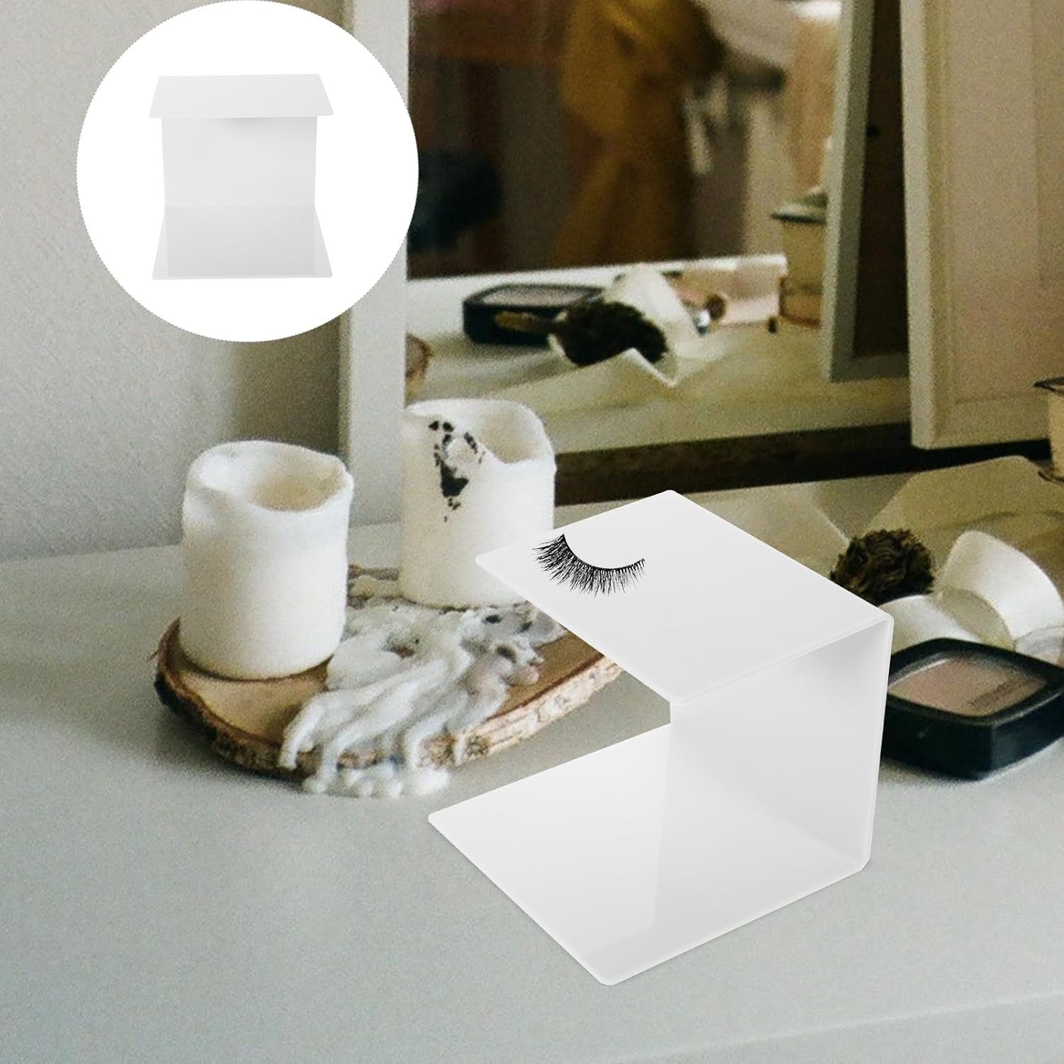 Baluue Eyelash Extension Stand Eyelash Lash Pillow Shelf and Tool Organizer 5.11X5.11X4.72 Inches Professional Lash Grafting Display for Salon and Home Use