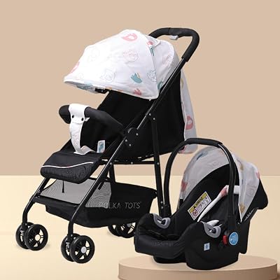 POLKA TOTS Click Clack Travel System Baby Stroller & Pram Infant Car Seat for Kids, Travel Friendly, Safe, Easy to Use f