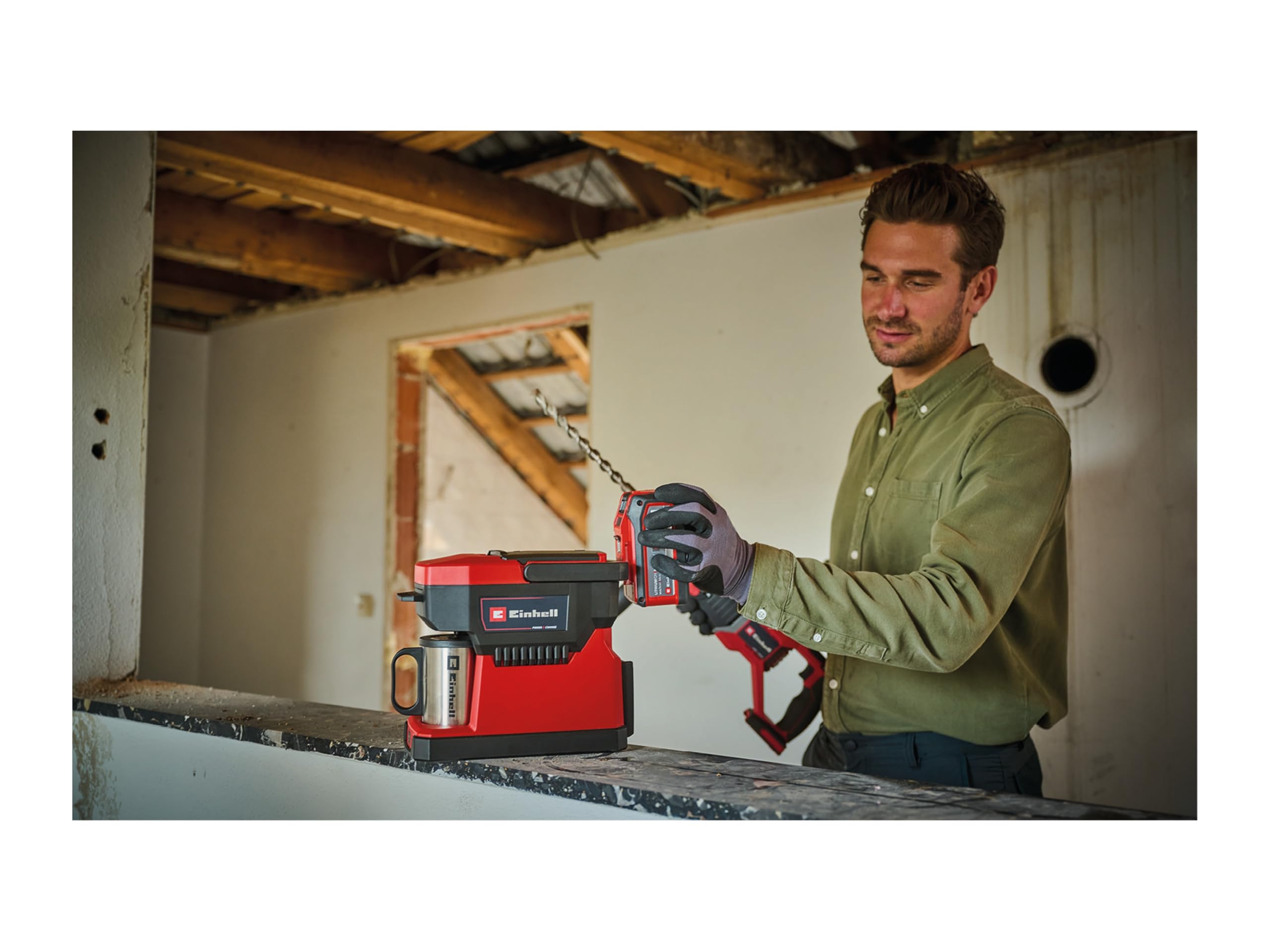 Einhell TE-CF 18 Li-Solo Power X-Change - Caffettiera a batteria 18 V, 240 ml, per caffè e cialde di caffè con coperchio, senza batteria