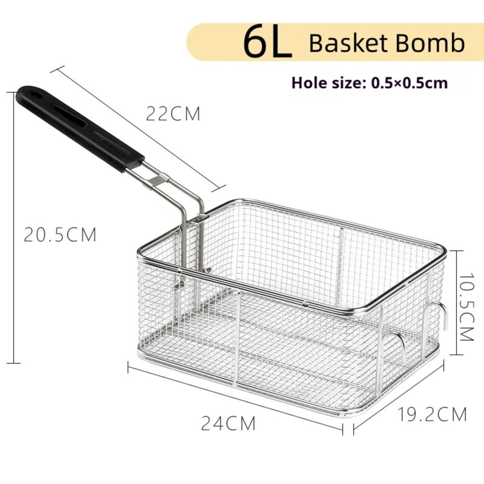 Genérico Cesta para freír Acero Inoxidable para Barbacoa, Restaurante, hogar, 6L/8 L/11L
