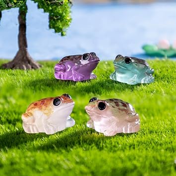 120 Pcs Luminous Mini Resin Frog Miniature Frog Figurines for DIY Fairy Garden Miniature Moss Landscape