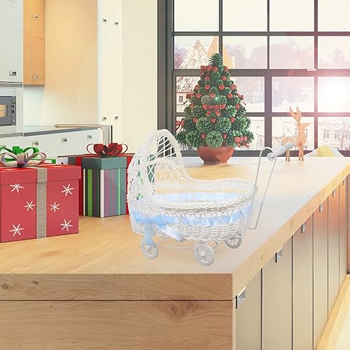 Miniatura 6 de Gadpiparty Ratán Baby Boy Shower Candy Boxes Woven Flower Basket Baby Stroller Shape Wedding Favor Basket Christmas Birthday Treat Box Bautismo