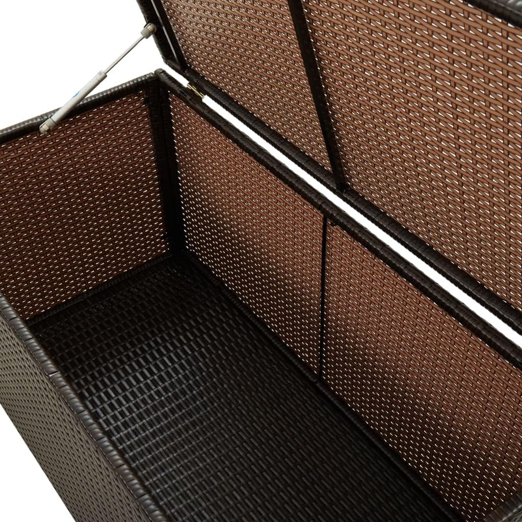 Patio Storage Box Deck Storage Box Outdoor Storage Box Indoor Wicker Storage Bin for Patio Furniture Cushions, Pillows, Garden Tools, Poly Rattan Brown, 39.3"x19.6"x19.6"