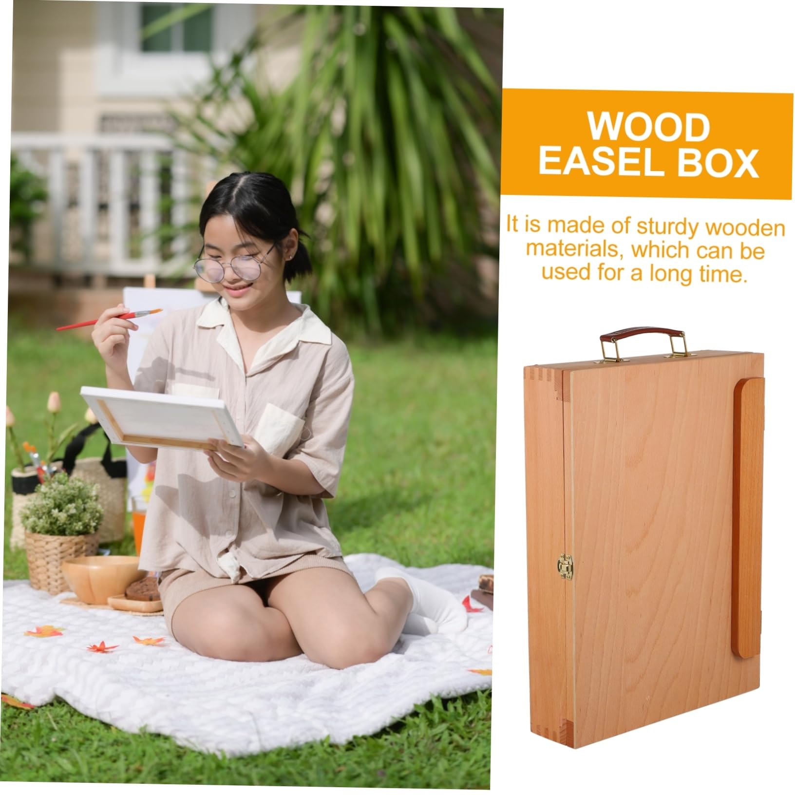 Caballete de mesa portátil para pintores aficionados, caja de madera, caballete de pintura con cajón, ideal para pintura al óleo, suministros de arte para artistas