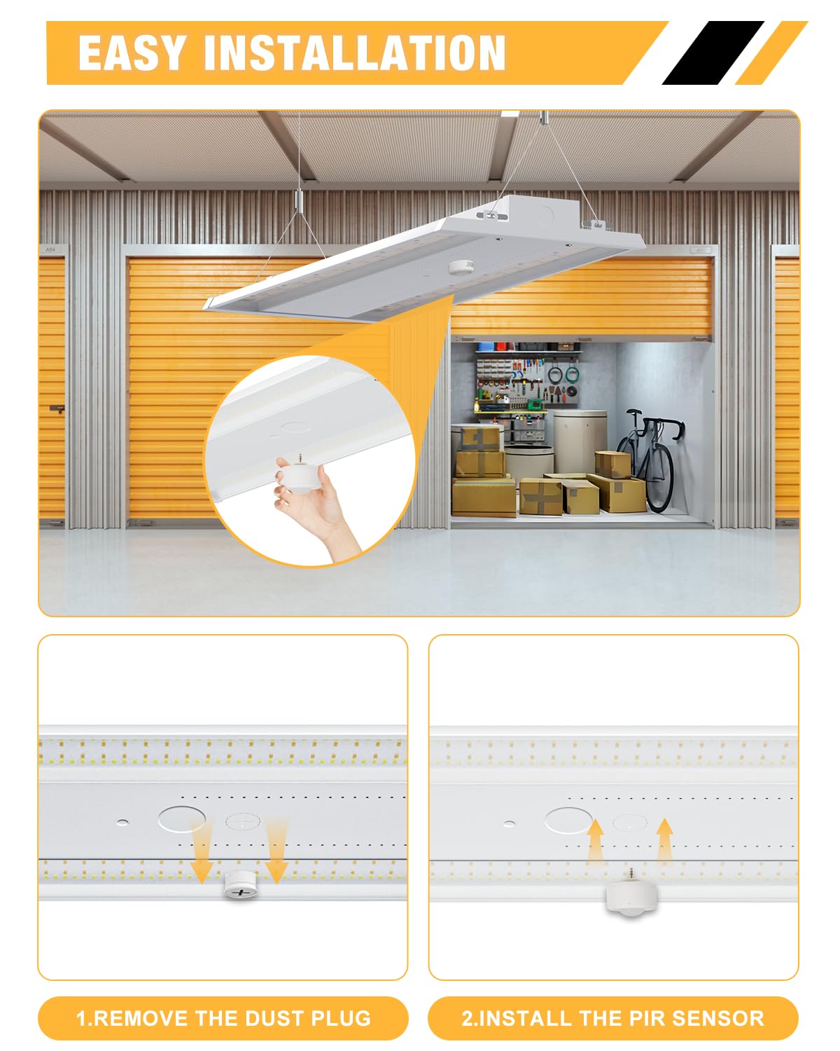 Sensore di movimento PIR a 360 gradi per luce a LED lineare ad alta baia, soffitto da 12,4 m e diametro di rilevamento per montaggio a parete di 15 m, di grado commerciale/industriale