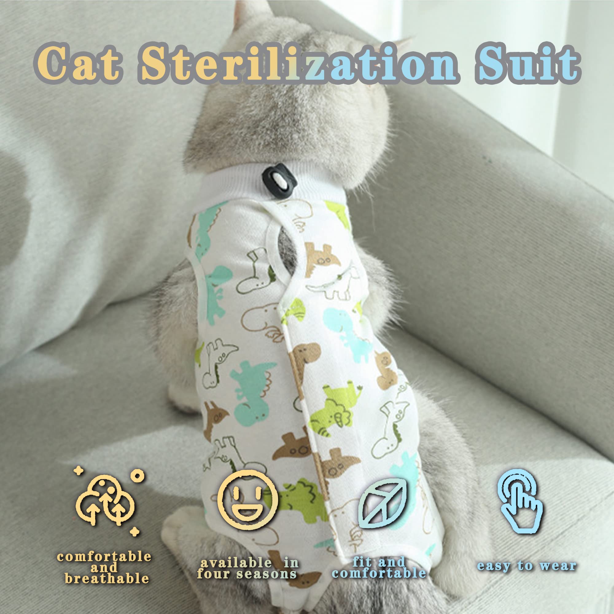 Cat Professional Recovery Suit，Body Suits for Abdominal Wounds or Skin Diseases，E-Collar Alternative for Cats, Onesie Cat Clothes After Surgery Collar & Cone Alternative — view 2