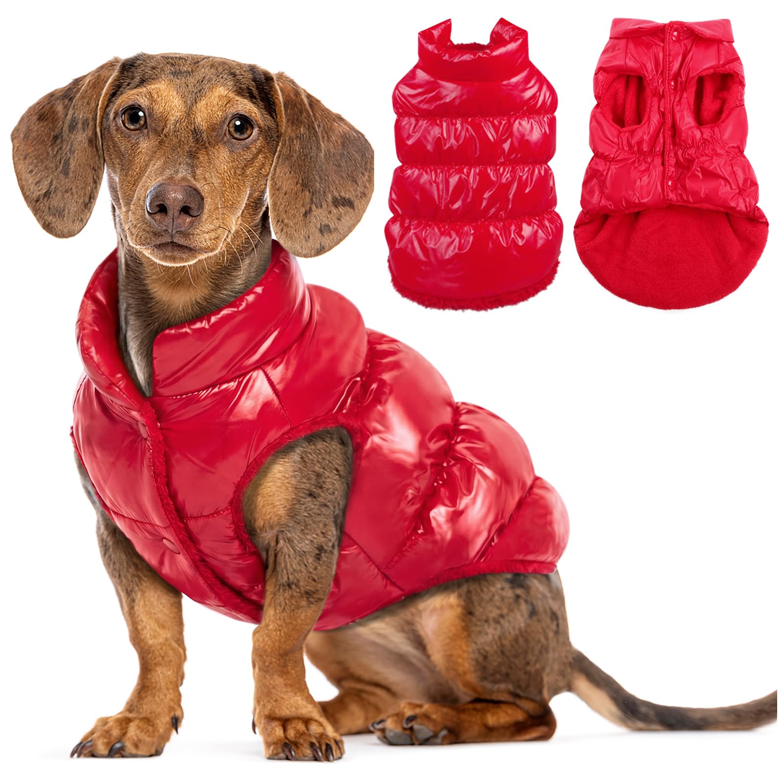 AOFITEE Abrigo de invierno para perro impermeable a prueba de viento, chaleco para cachorros de forro polar, chaqueta acolchada cálida para perros pequeños y medianos