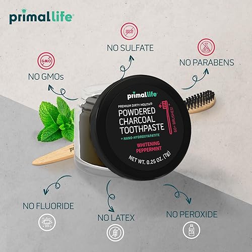 Miniatura 6 de Limpiador dental natural Dirty Mouth, en polvo, tamaño mini, suavemente pule, desintoxica, remineraliza y fortalece los dientes, mejor que la pasta