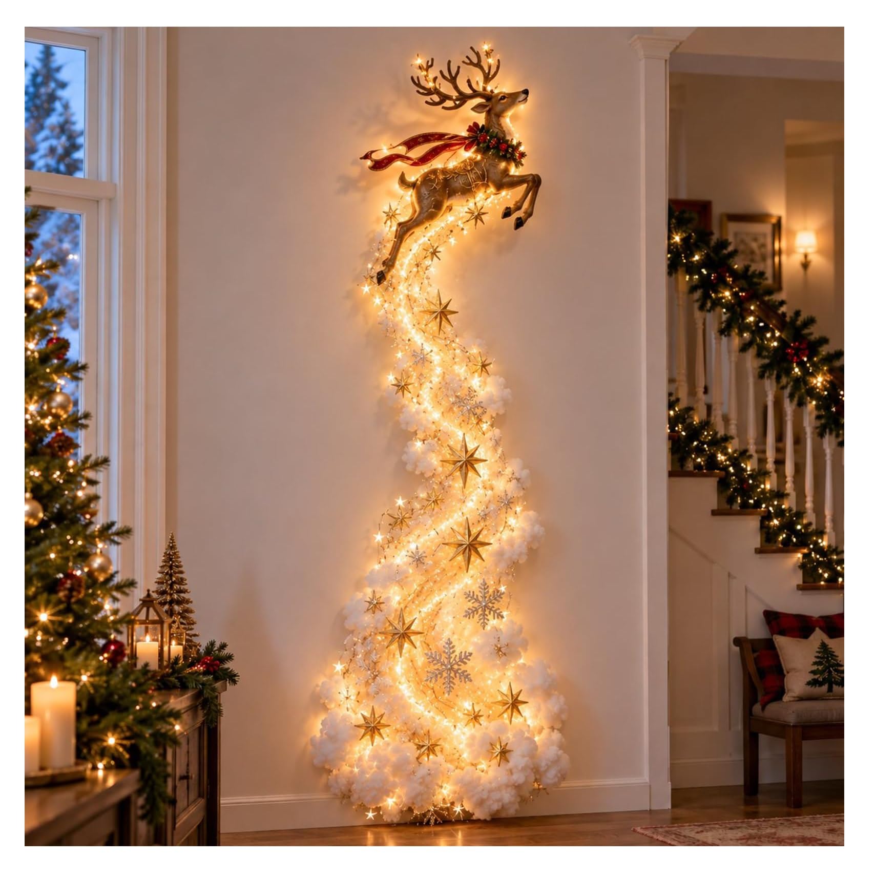 Christmas Magic Trail Wall Light, LED Cascading Christmas Wall Decor，D