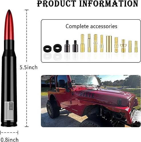 Miniatura 2 de Antena de bala para automóvil, accesorios de decoración exterior de camión, señal mejorada y accesorios de automóvil de moda, compatible con