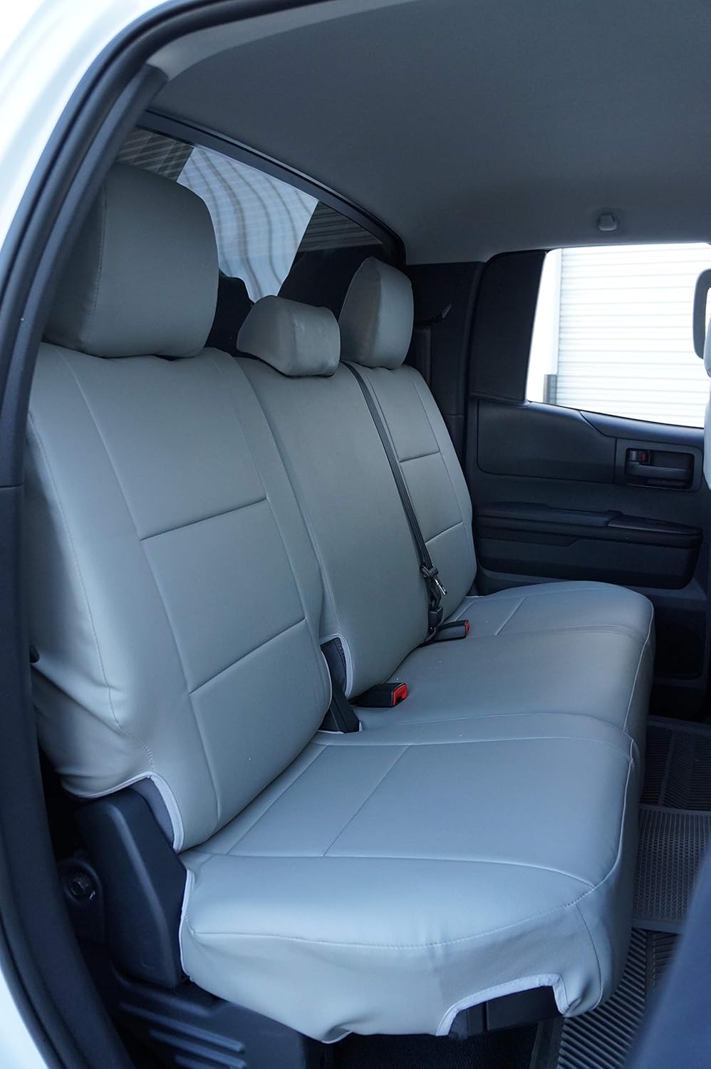 Iggee Artificial Leather Custom Made Original fit Rear seat Covers (Black/Grey)