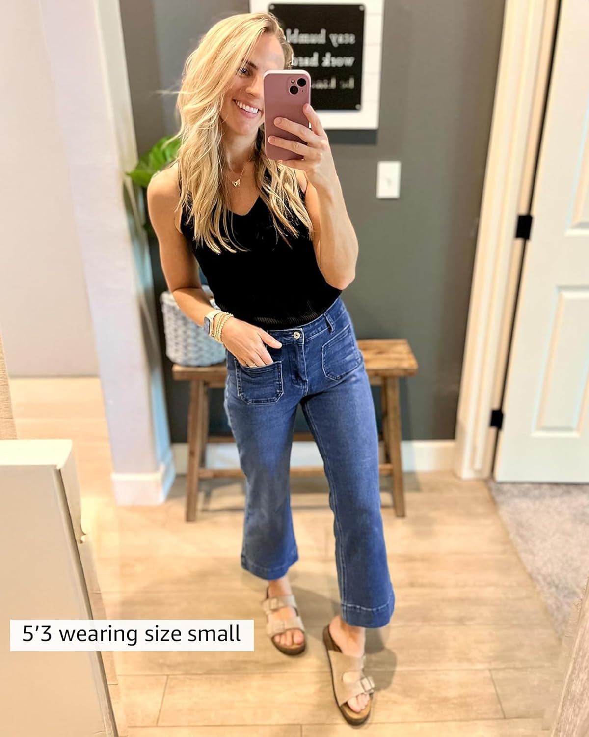 luvamia Wide Leg Jeans for Women Trendy High Waisted Flare Jeans Cropped Denim Pants Stretchy Baggy with Patch Pockets - Image 4