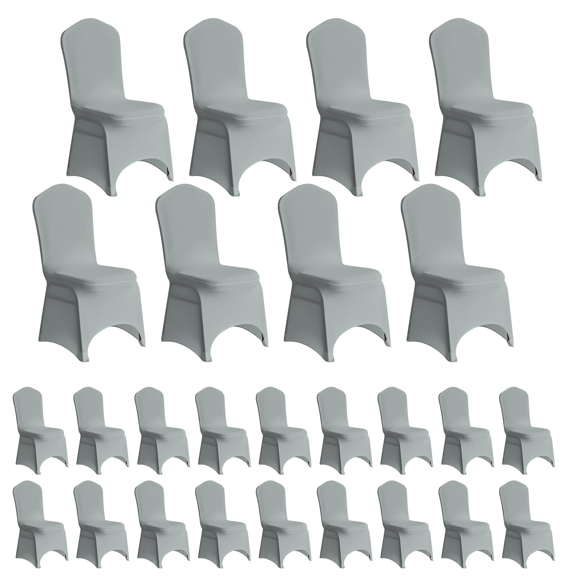 Event Decor Shop Silver Wedding Chair Covers Stretch Slipcover, 100pcs