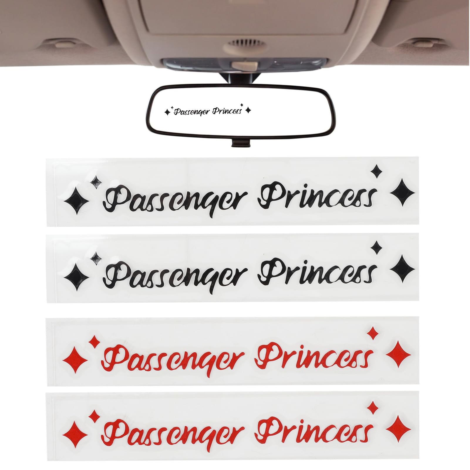 RDNKVB 4 Adesivi per Auto Divertenti e Carini, con Principessa Passeggero per Finestrino e Specchietto Retrovisore - Accessori e Decorazioni Auto per Donne