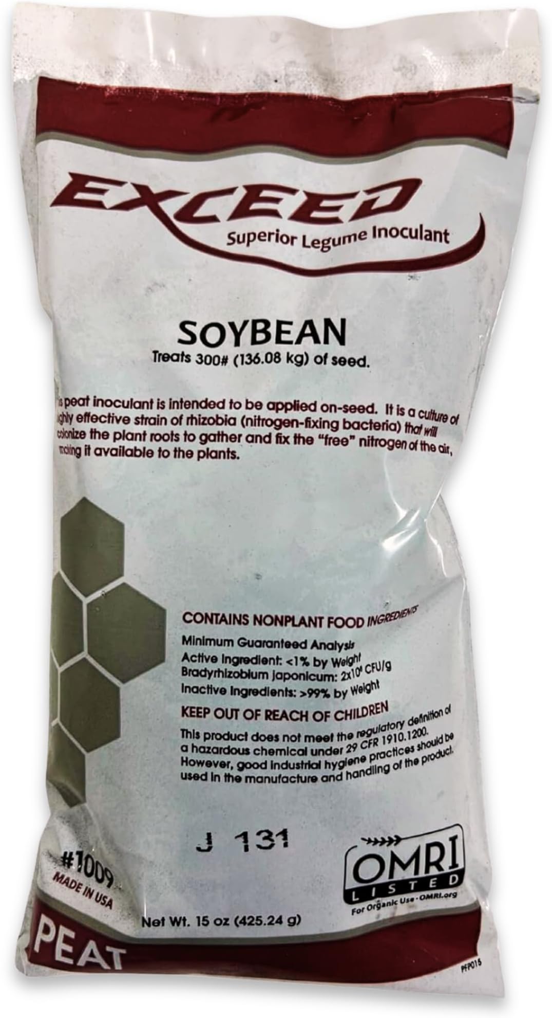 Exceed - Soybeans Peat Legume Powder Inoculant for Increased Nitrogen for Plant Growth, Root Formation Soil Enrichment Increase Yields - Home Garden - 15 oz