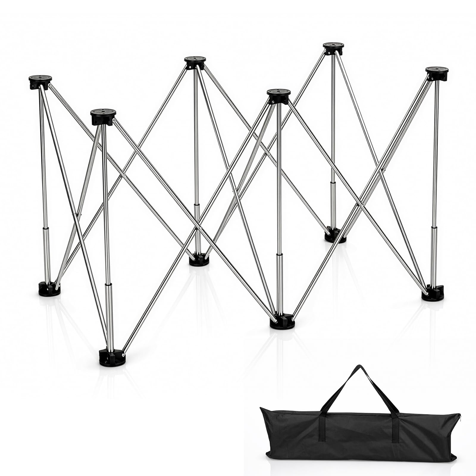 Greenwhim Silver Heavy Duty Folding Workstand With Carry Bag, Max Load 420Kg Pop-Up Sawhorse/Trestle Base For Tile Slabs, Workbench Woodworking & Construction Worktop No-Assembly Portable Work Bench (6 Legs)