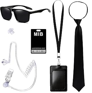 6PCS MIB Agent Costume Accessories, Secret Service Costume Set Spy Costume Accessories for Men Women Kids for Cosplay