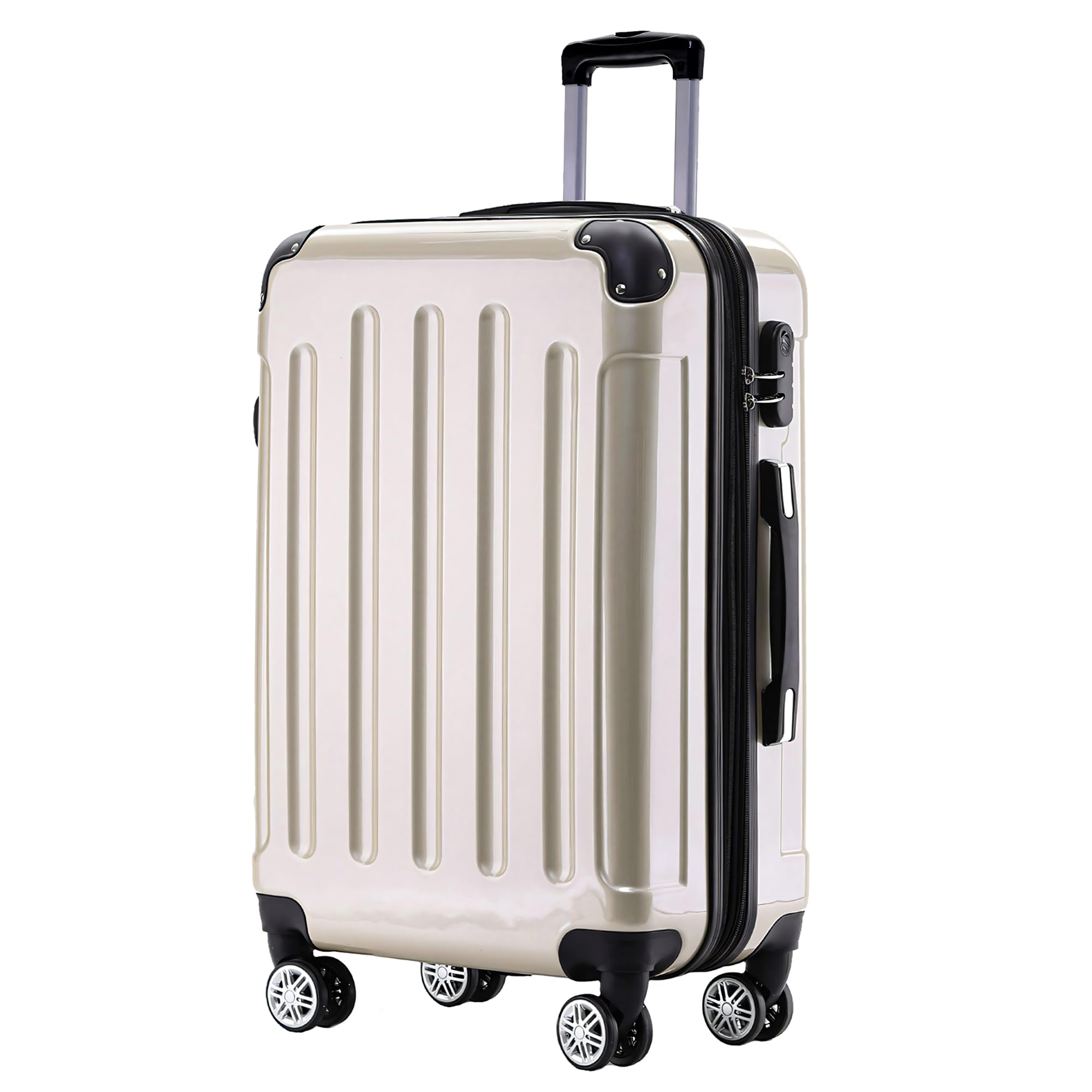 BEIBYE Zwillingsrollen 2048 Hartschale Trolley Koffer Reisekoffer in M-L-XL-Set in 15 Farben (Champagner, XL)