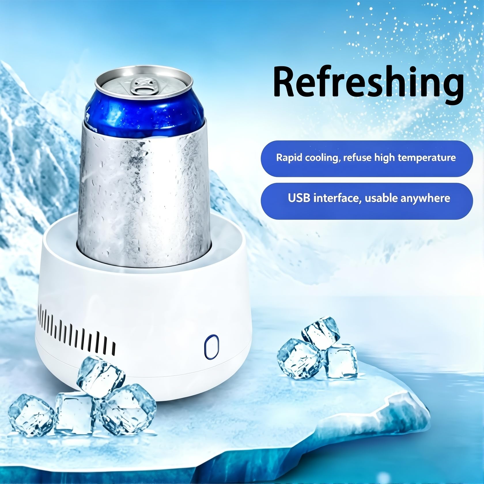 Enfriador de bebidas portátil USB, taza de enfriamiento rápido con 15 minutos de tiempo de enfriamiento, enfriador de control de temperatura de 24 horas para uso doméstico y de viaje