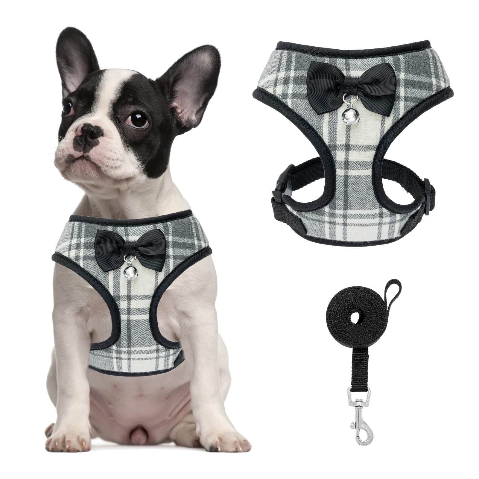 Photo 1 of **NEW** PUPTECK Soft Mesh Dog Harness and Leash Set Pet Puppy Cat Comfort Padded Vest No Pull Harnesses, White, S Small White