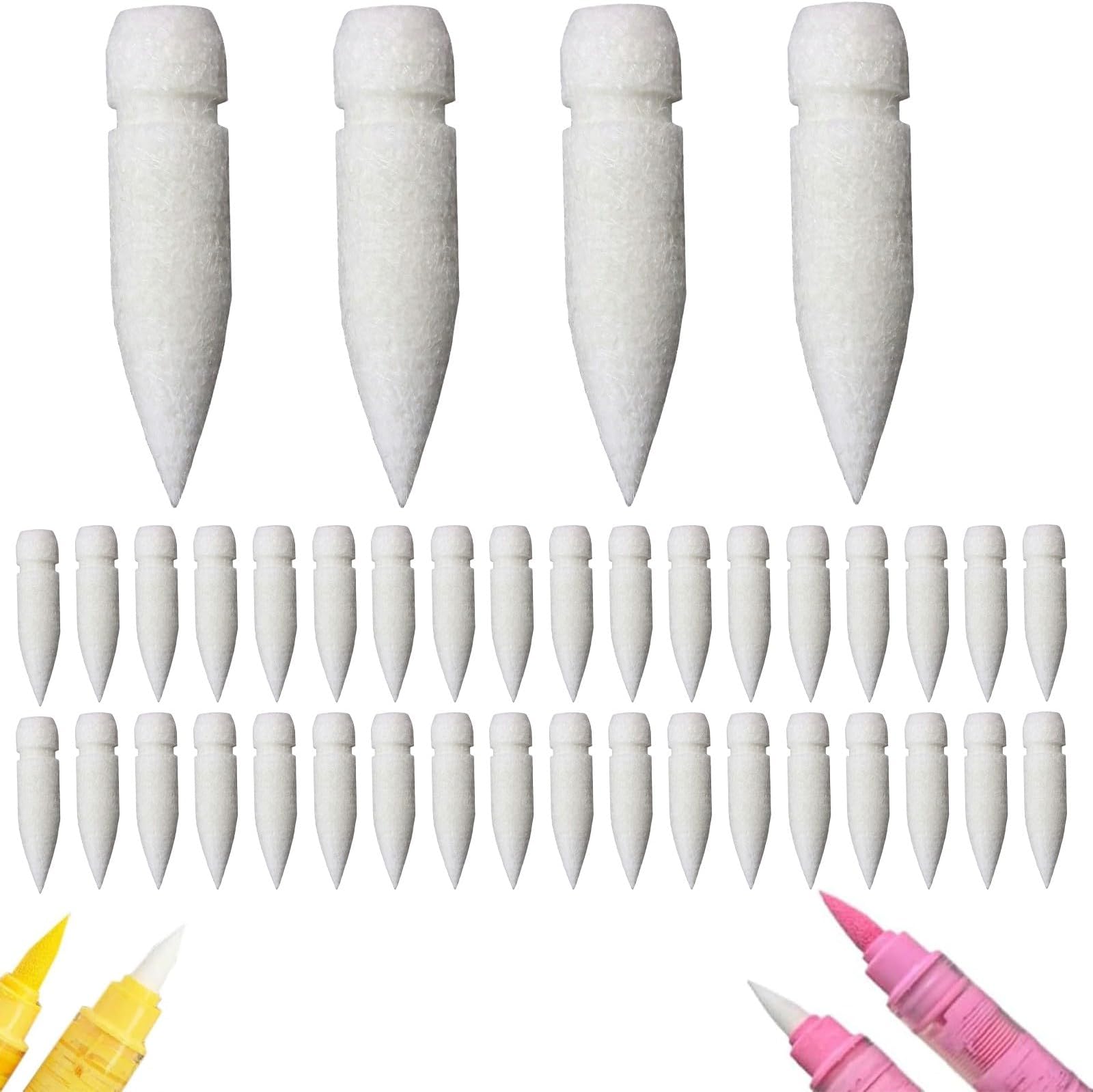 Pack of 40 Replacement Tips for Acrylic Markers Replacement Pens with Soft Nylon Tip Brush Pens for Guangna 8101 8102 8106 8201 1-4 mm Writing Width for Drawing