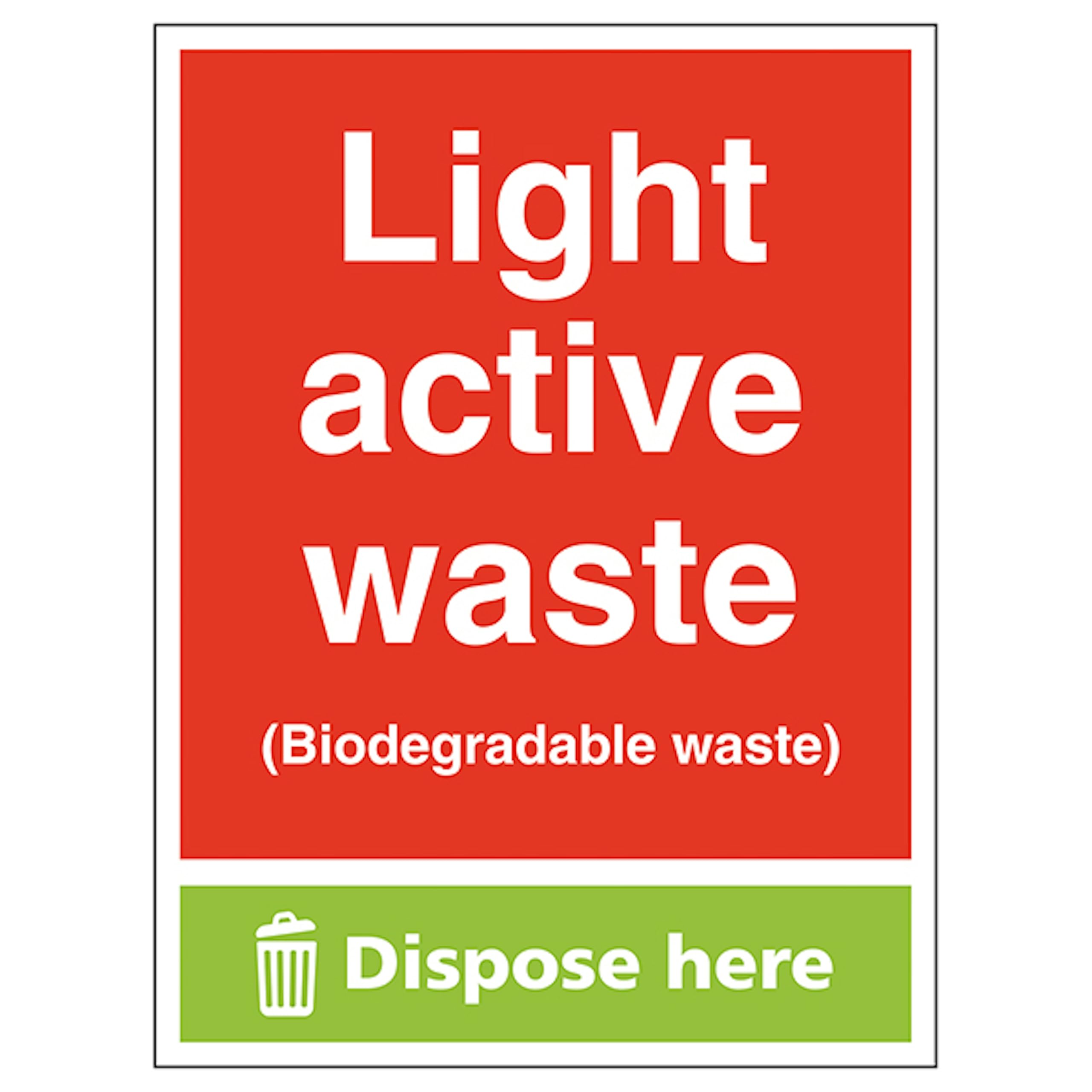 V Safety Light Active Waste (Biodegradable Waste) Dispose Here - Portrait 300 x 400 mm - Self Adhesive Vinyl - Aluminium Effect Safety Sign
