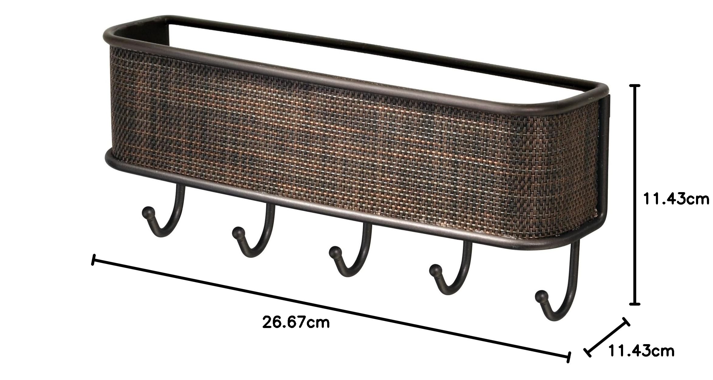 Interdesign 95870 Twillo Wall Mounted Letter Rack, Key Holder For Wall, Metal And Plastic, Bronze, 5 Hooks