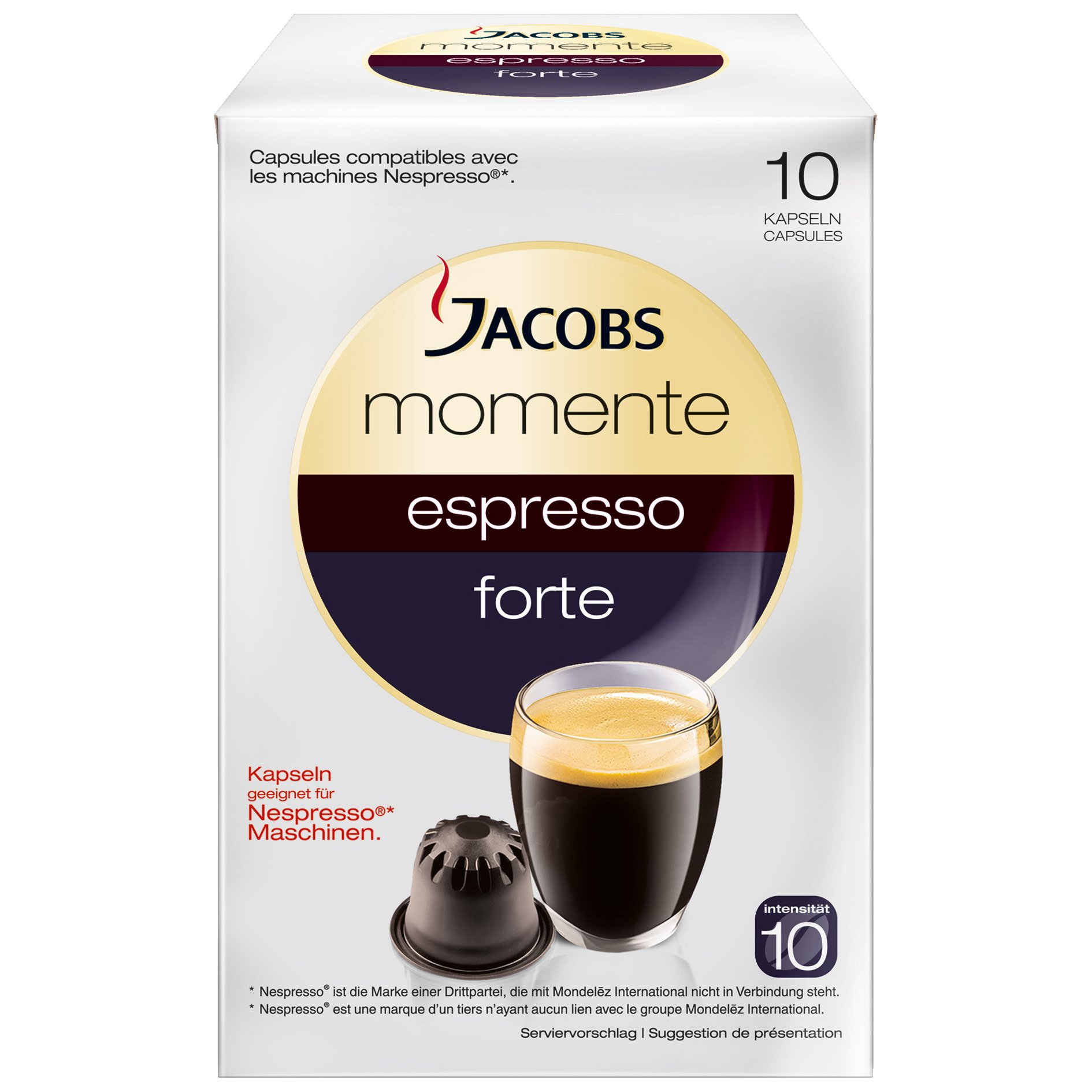 Jacobs Moments Espresso Forte Capsules, Nespresso Compatible, Coffee Capsule, 10PCs. à 5,3g