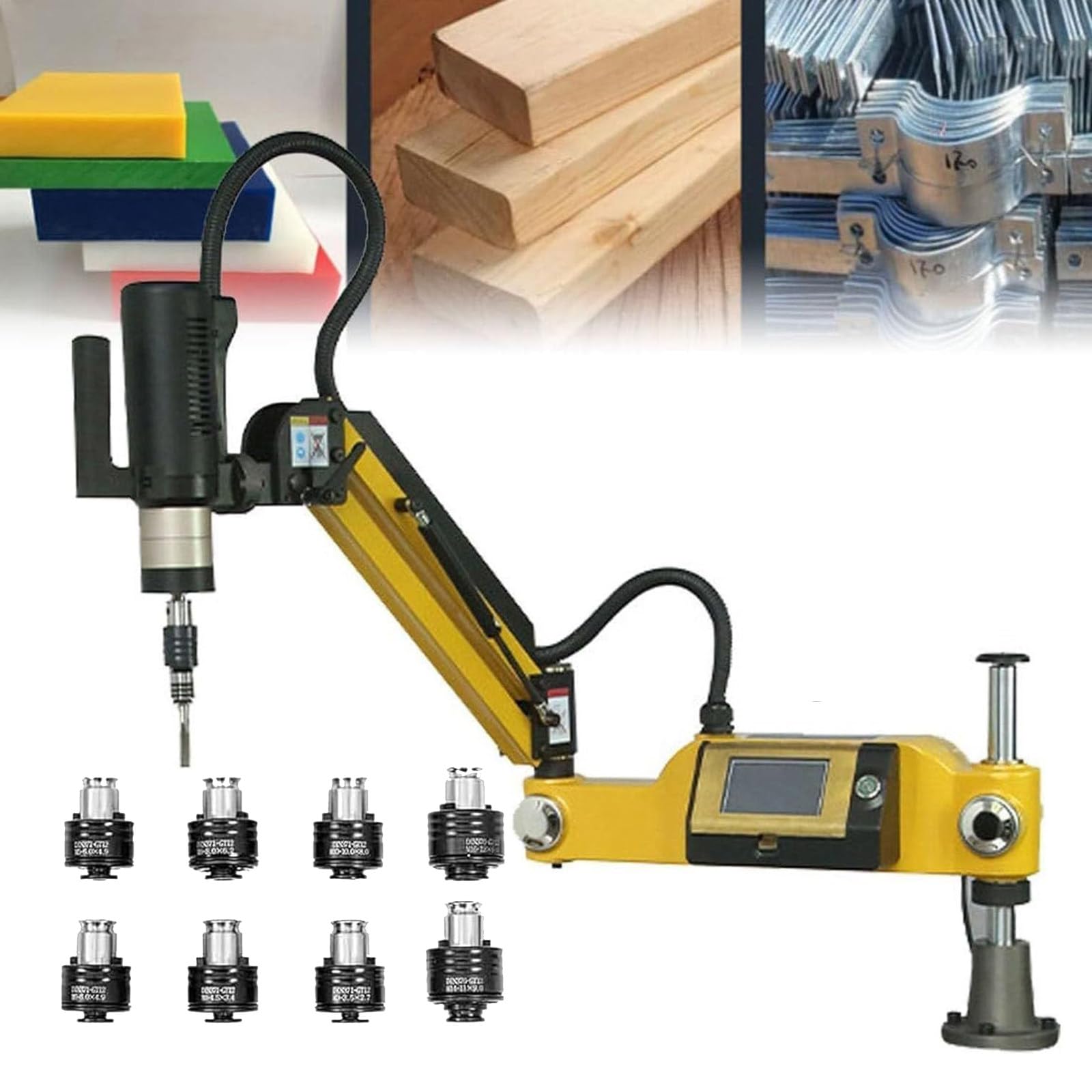 Elektrische Abtappmaschine, elektrisches Bohrwerkzeug, 8PCS-Züge enthalten, Touchscreen CNC-Steuerung 0-312RPM / min 360 Grad Flexibler Abtapparm