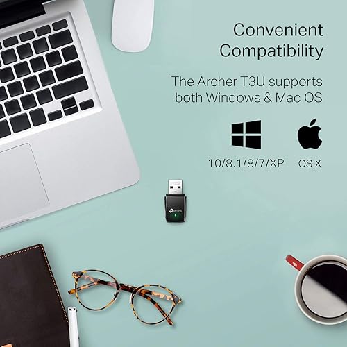 Vista 4 de TP-Link Adaptador WiFi USB AC1300 (Archer T3U) - Adaptador de red inalámbrica de doble banda 2.4G/5G para PC de escritorio, MU-MIMO WiFi Dongle, USB